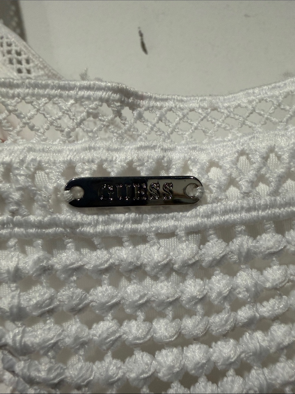 GUESS White Crochet Fringe Maxi Dress with shorts - Picture 7 of 8